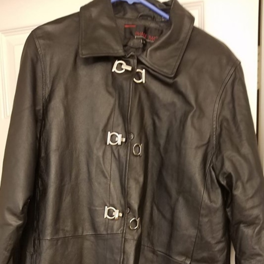 Black leather Long Jacket